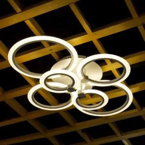 Lampadario Plafoniera LED a Soffitto a Sospensione Moderno Cerchi C-08F Bianco - immagine 5